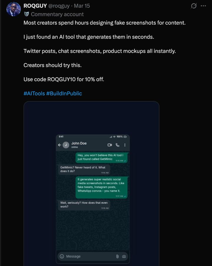 Chat mockup created with Mimic