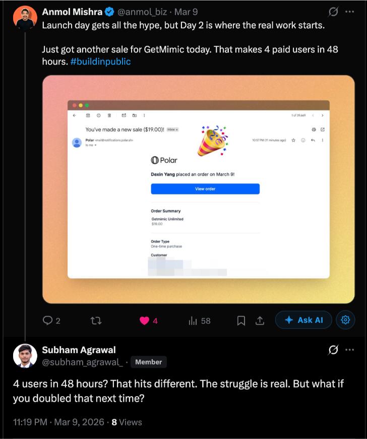 Chat mockup created with Mimic