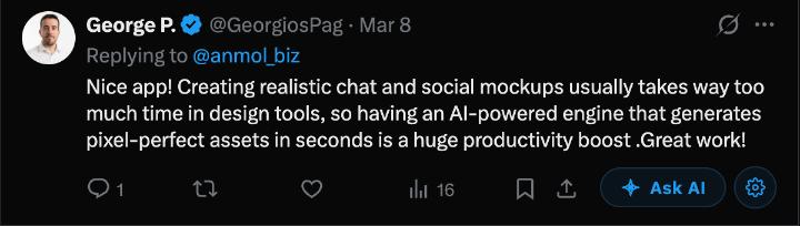 Chat mockup created with Mimic