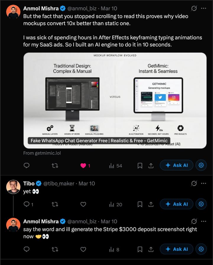 Chat mockup created with Mimic